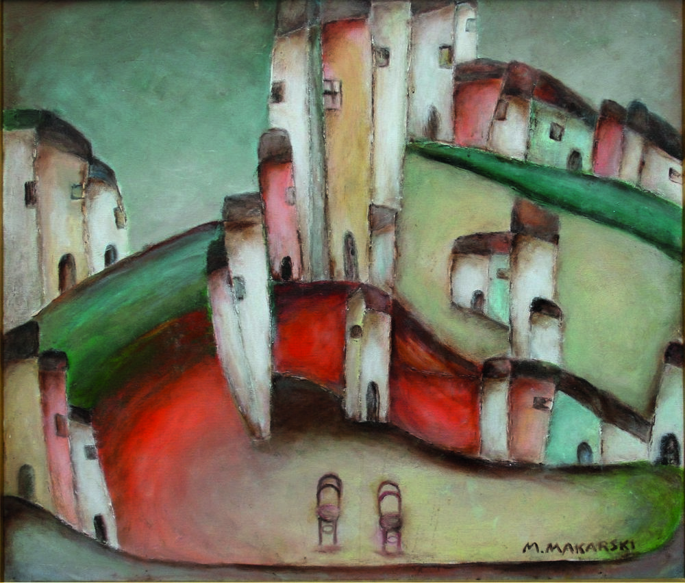 Marian Makarski: Miasto – czekanie II, olej, płótno, 75 x 65 cm, 2010
